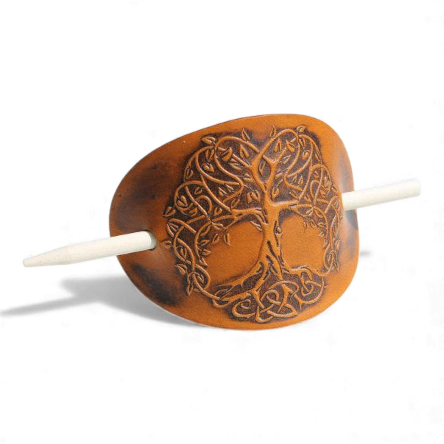 nahkajaakko nahkainen nuttura barrette käsityönä