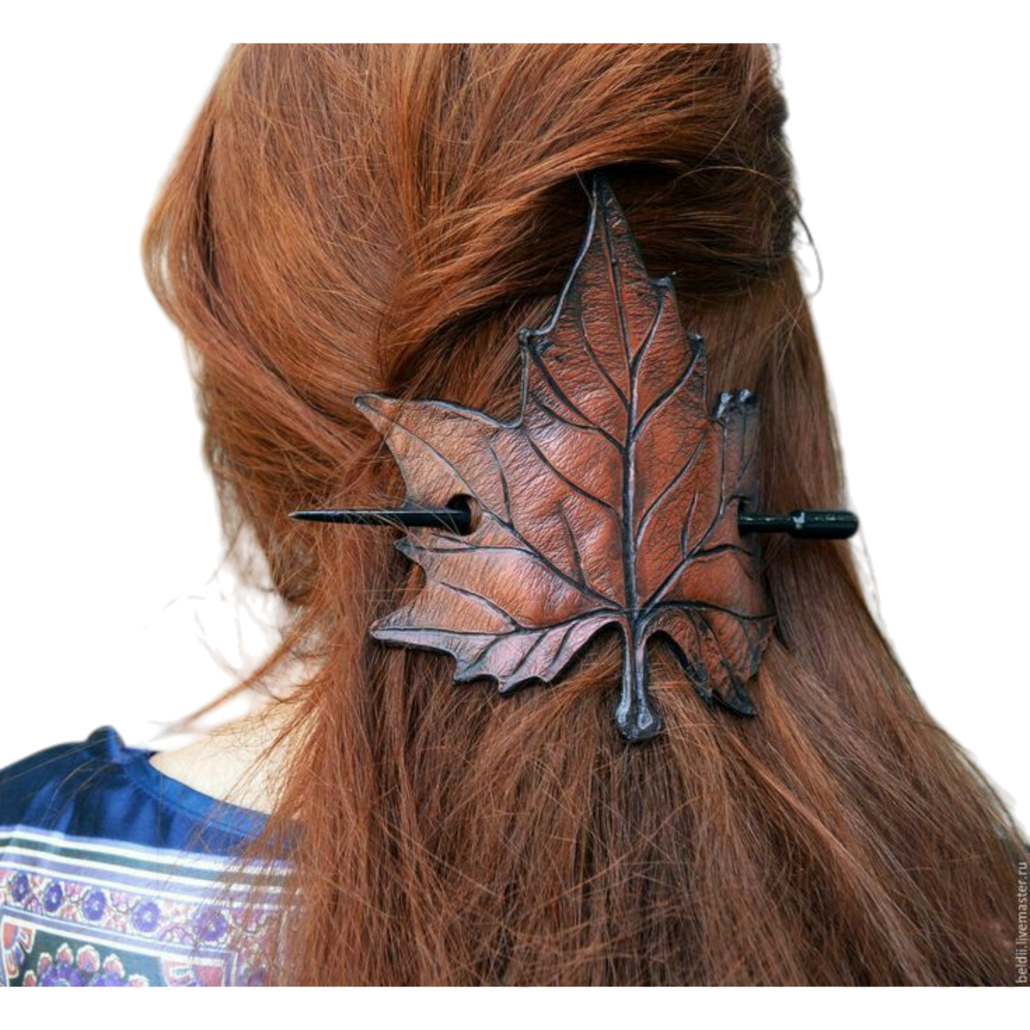 nahkajaakko nahkainen nuttura barrette käsityönä