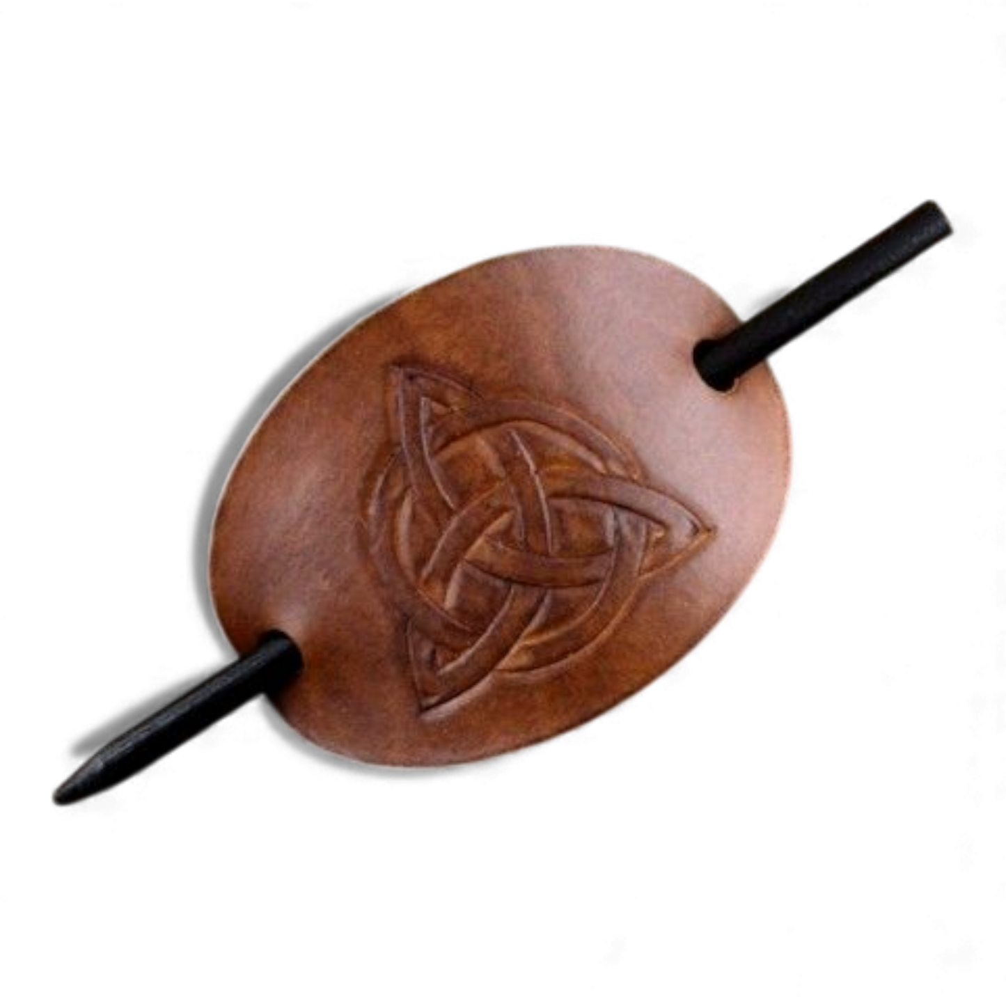 nahkajaakko nahkainen nuttura barrette käsityönä