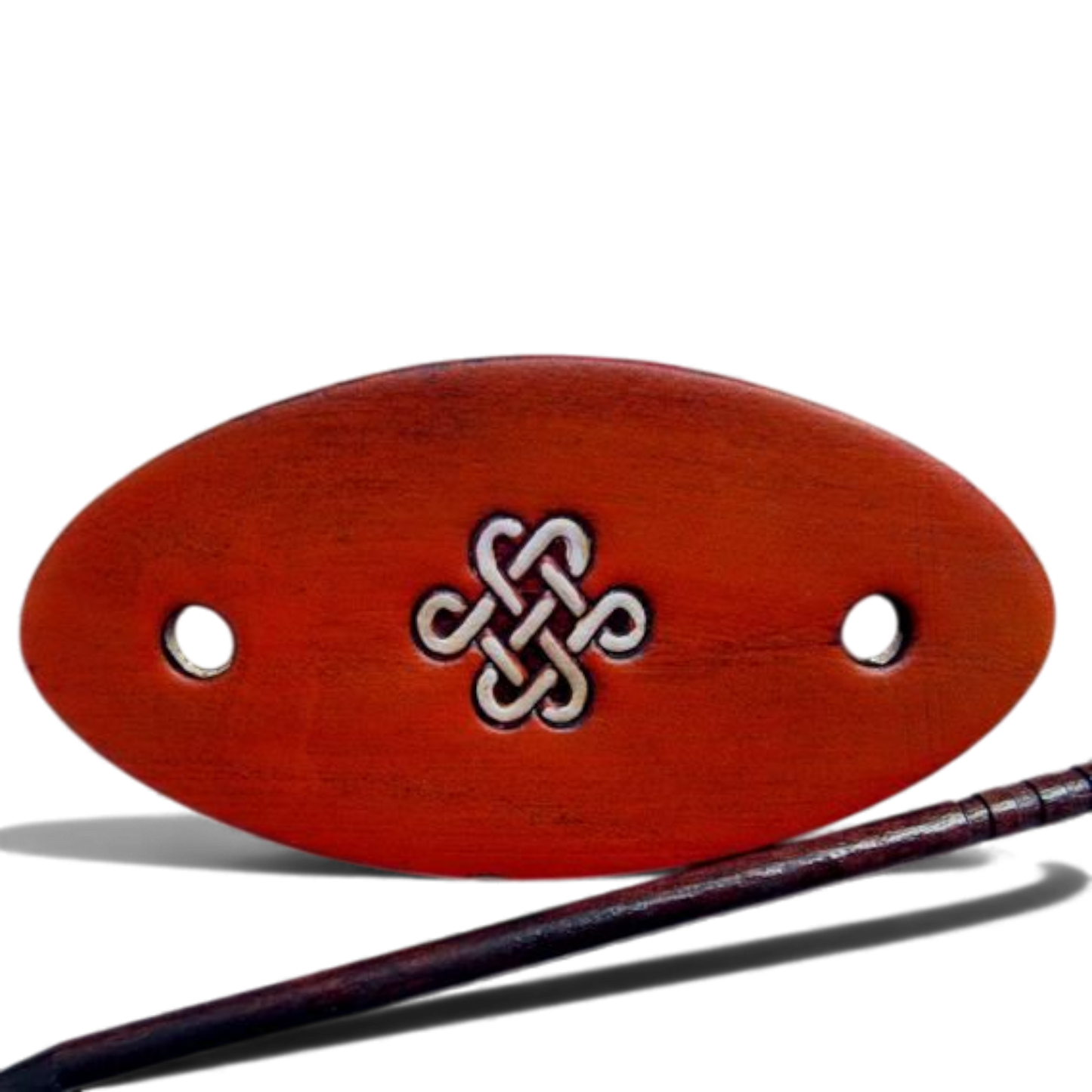 nahkajaakko nahkainen nuttura barrette käsityönä