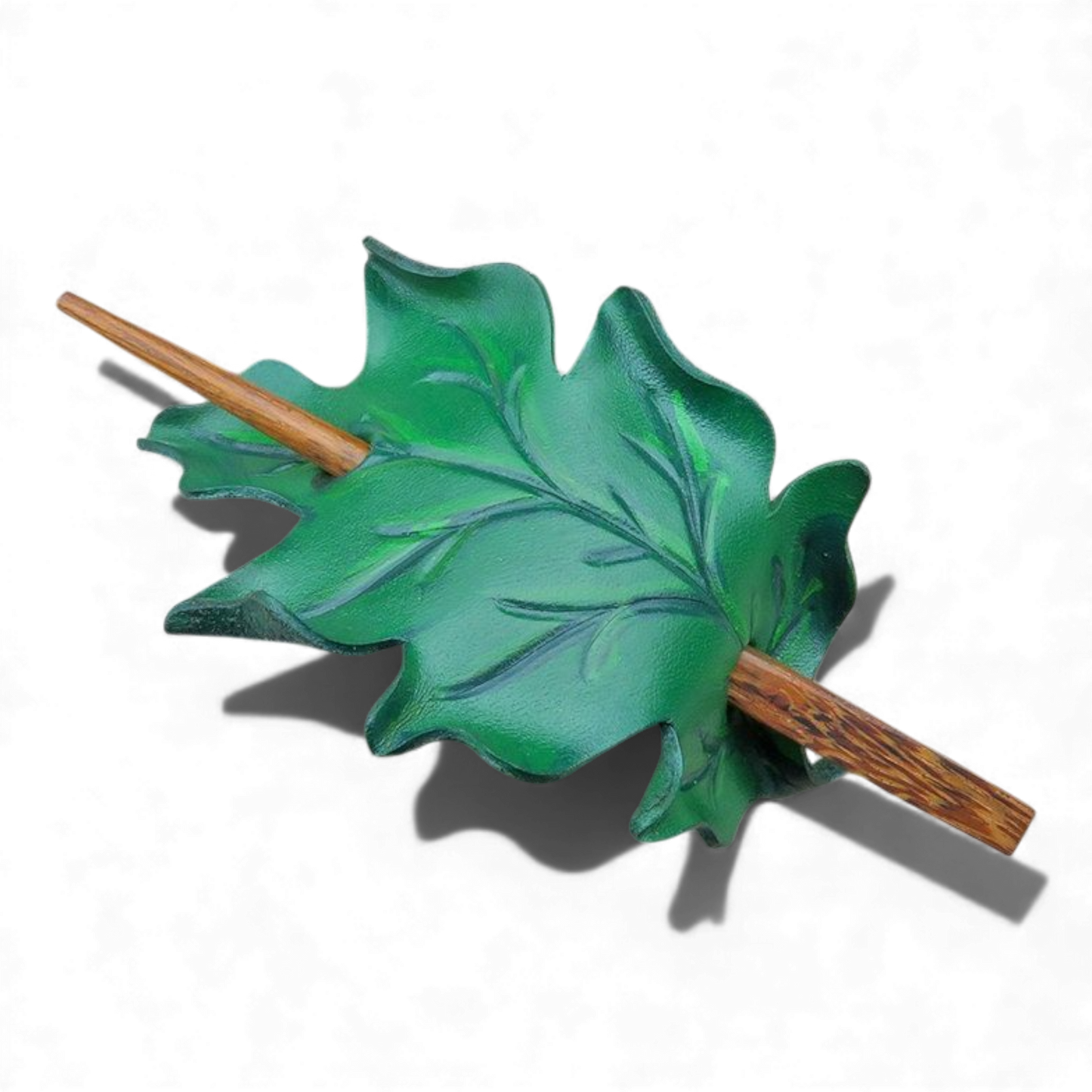 nahkajaakko nahkainen nuttura barrette käsityönä