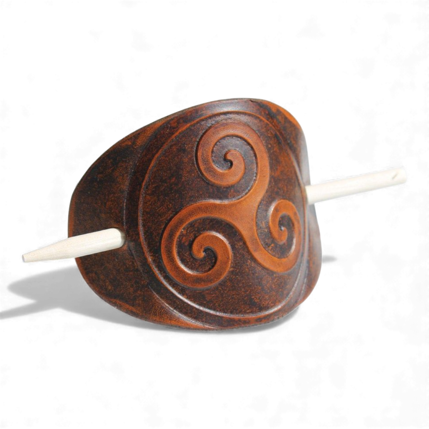 nahkajaakko nahkainen nuttura barrette käsityönä